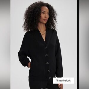 VARLEY Double Soft Celeste Button Through Sweat in Black